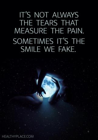 Citácia depresie - Nie vždy to sú slzy, ktoré merajú bolesť. Niekedy je to úsmev, ktorý falošný.