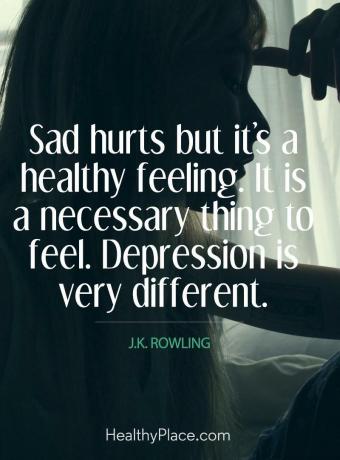 Citát o depresii - Sad bolí, ale je to zdravý pocit. Je potrebné cítiť. Depresia je veľmi odlišná.