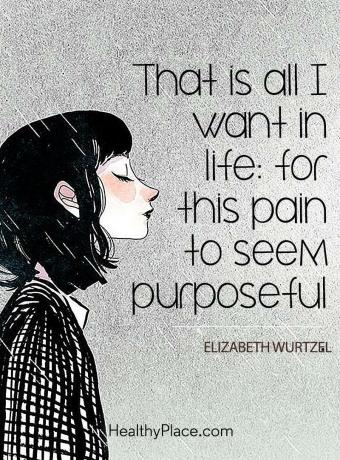 Citácia depresie - To je všetko, čo v živote chcem: aby sa táto bolesť zdala účelná.